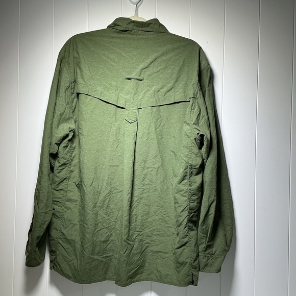 Exofficio Vented Fishing Shirt Men's Large Long Sleeve Button Front Olive Green - Picture 4 of 9